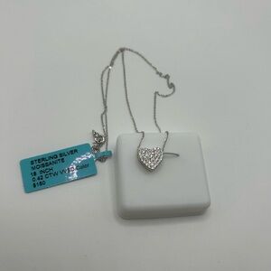925 Sterling Silver Moissanite Necklace - Iced Heart